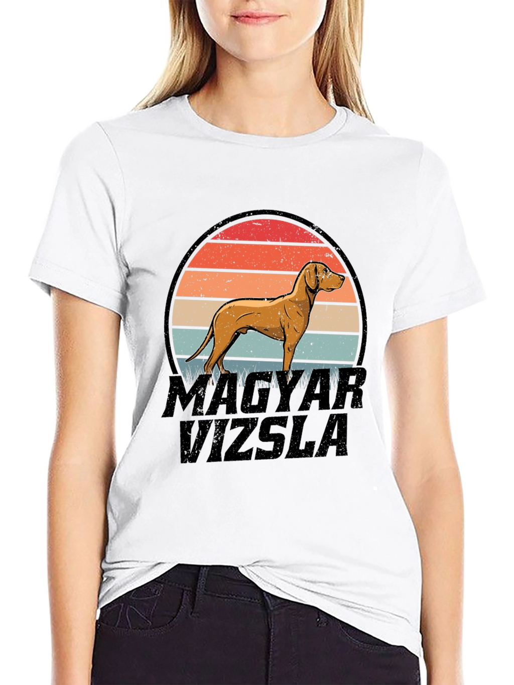 Magyar Vizsla Dog Retro Sunset T-Shirt