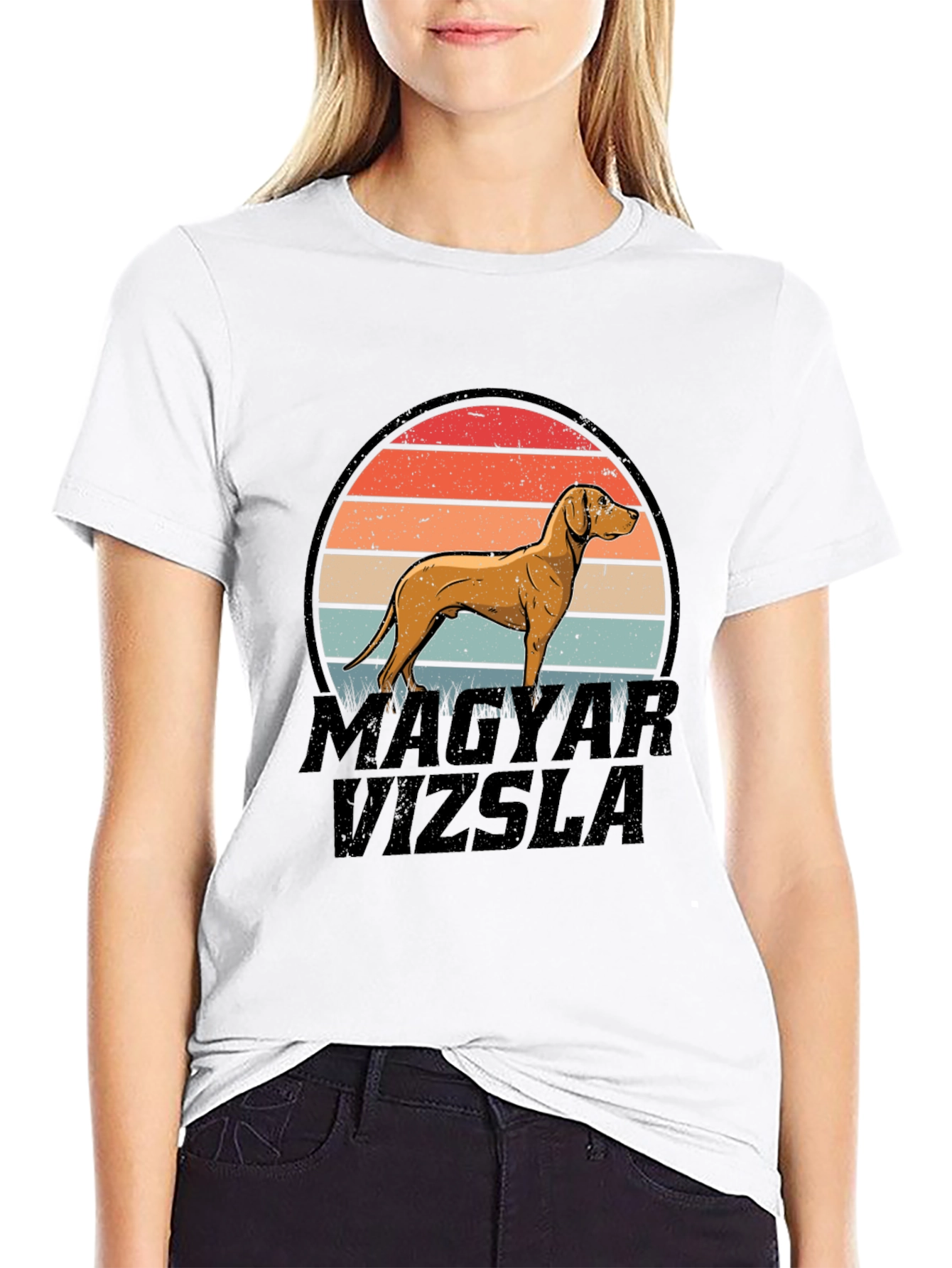 Magyar Vizsla Dog Retro Sunset T-Shirt
