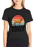 Magyar Vizsla Dog Retro Sunset T-Shirt