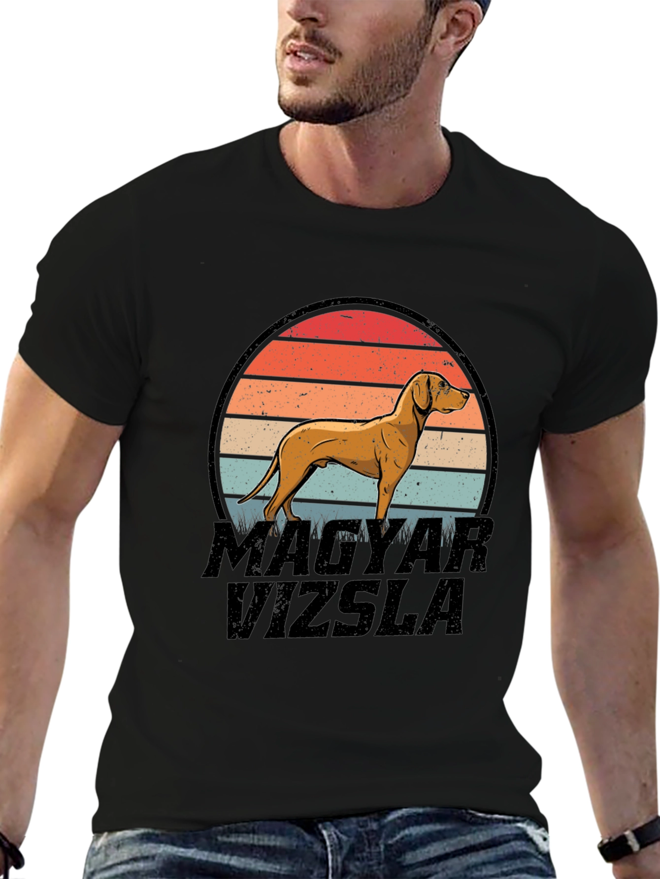 Magyar Vizsla Dog Retro Sunset T-Shirt