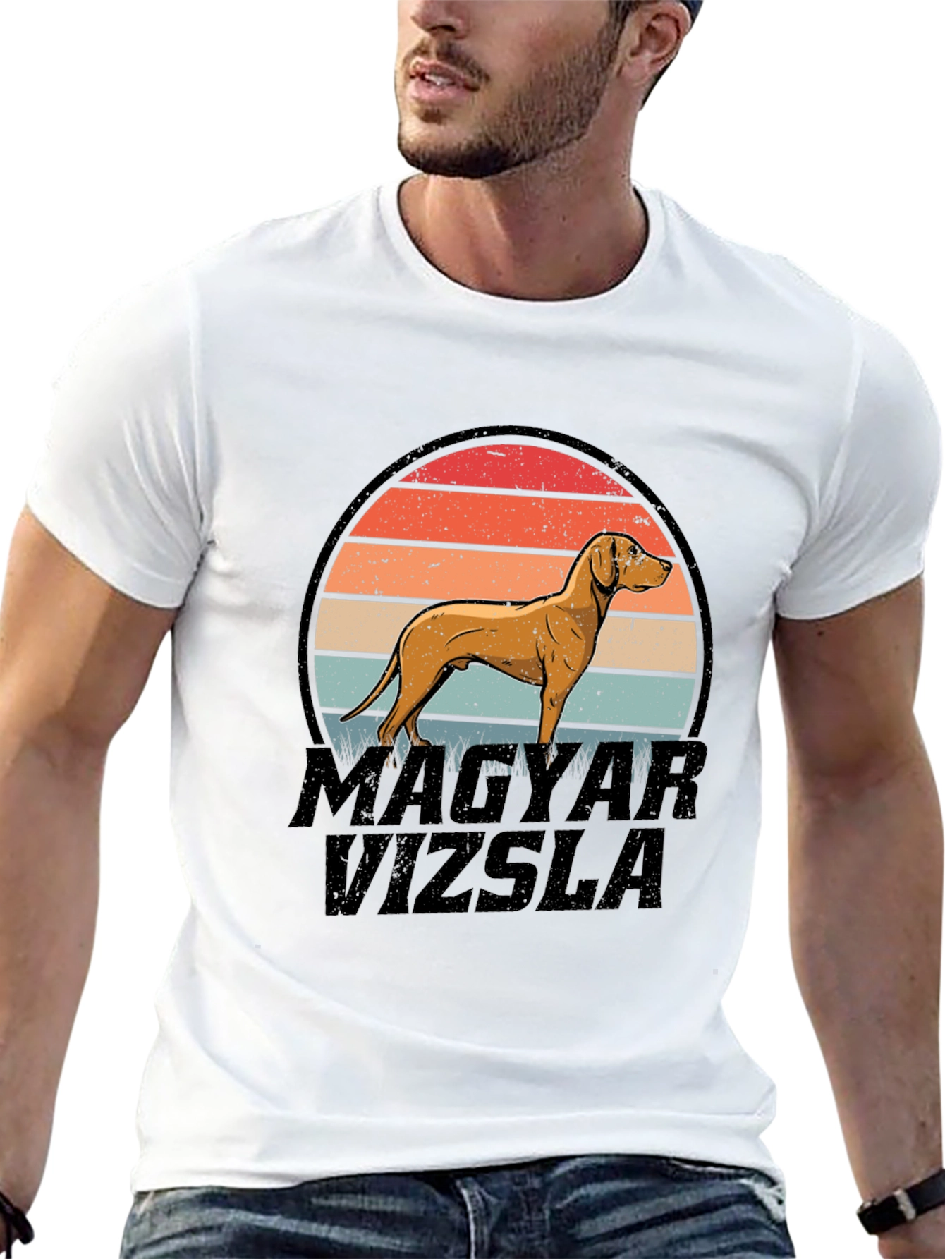 Magyar Vizsla Dog Retro Sunset T-Shirt