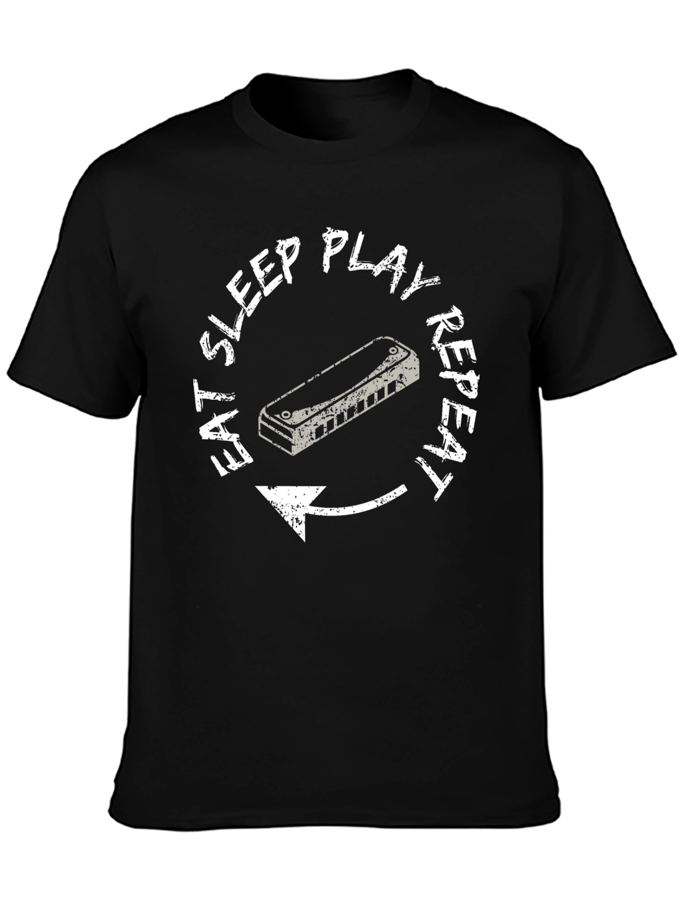 Eat Sleep Play Harmonica Repeat T-Shirt - Music Lover Tee