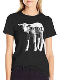 Sentient Lamb Graphic Tee - Black Cotton T-Shirt