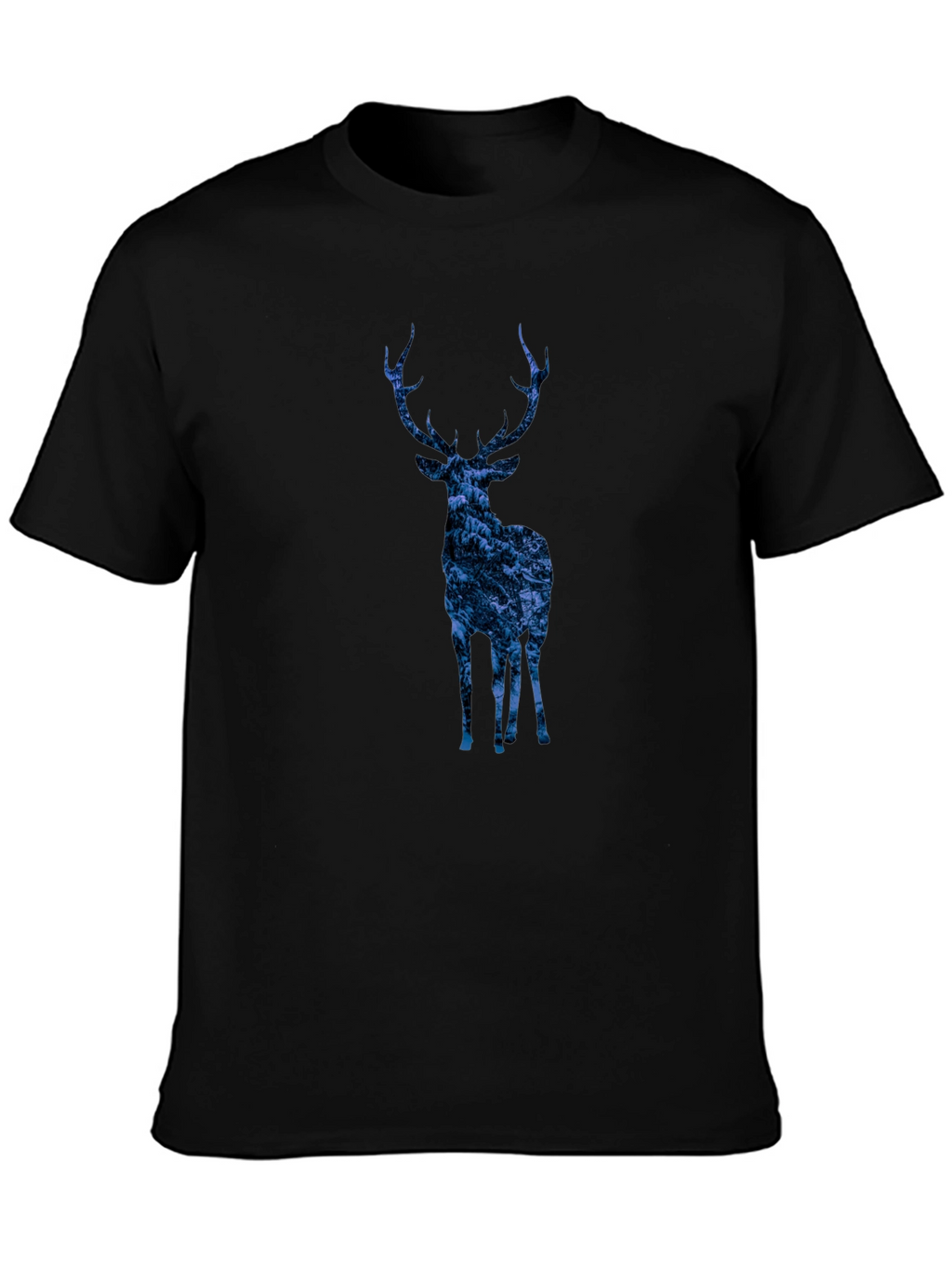 Nature Deer Graphic Tee - Trendy Mens Black T-Shirt