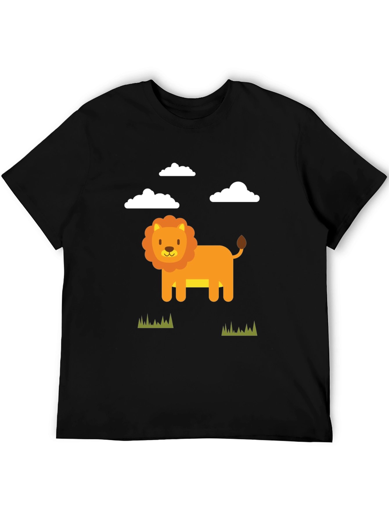 Cute Cartoon Lion Graphic Tee - Black