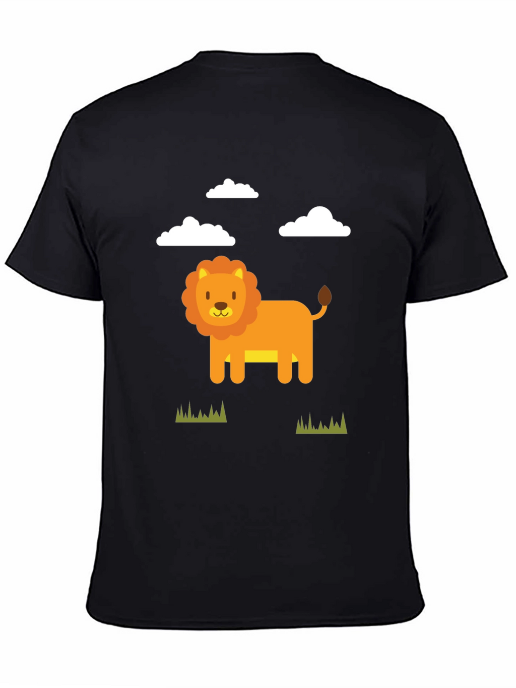 Cute Cartoon Lion Graphic Tee - Black