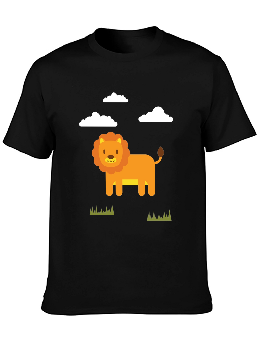 Cute Cartoon Lion Graphic Tee - Black