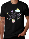 Happy Easter T-Shirt Black Crew Neck