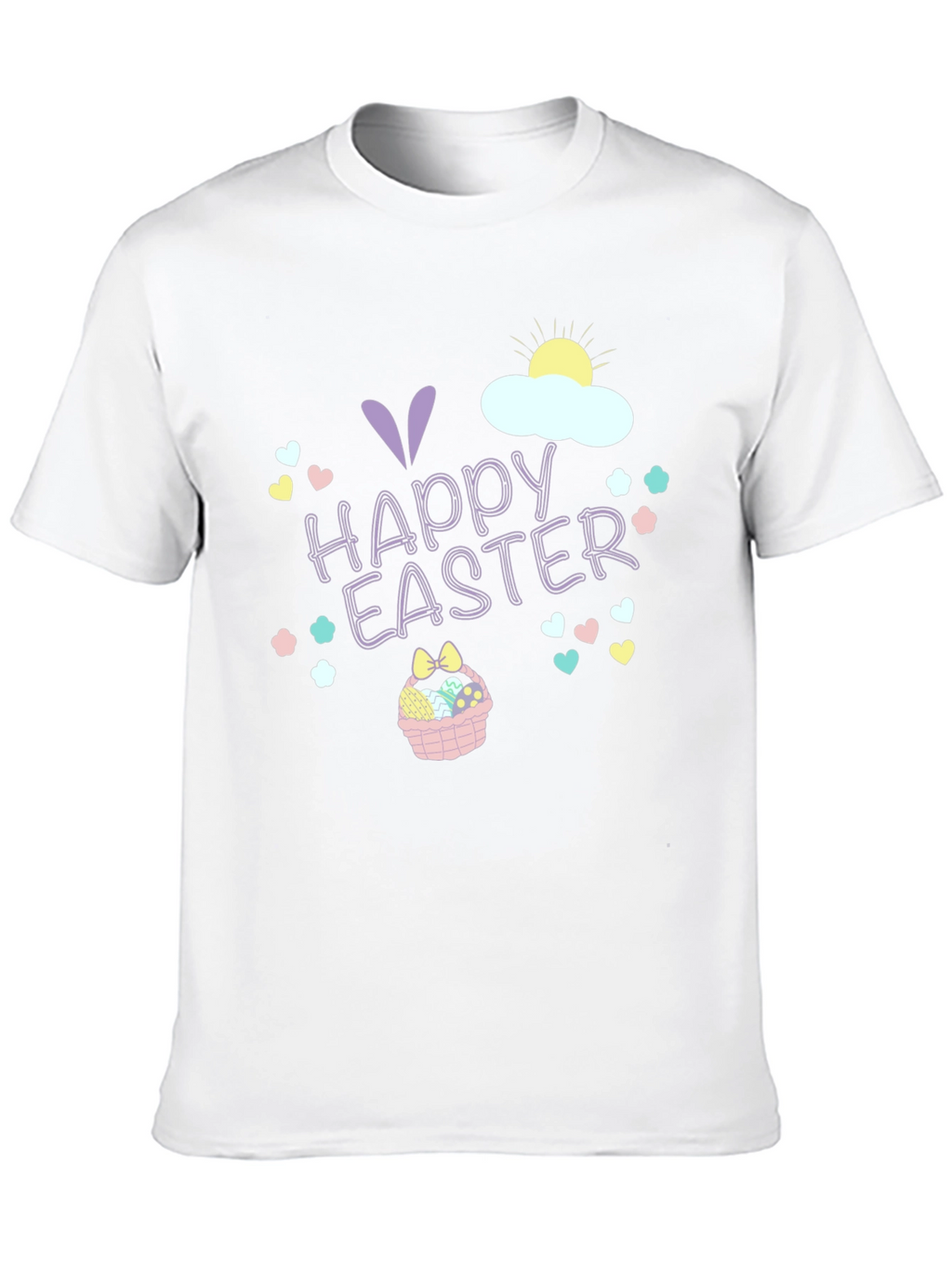 Happy Easter T-Shirt Black Crew Neck