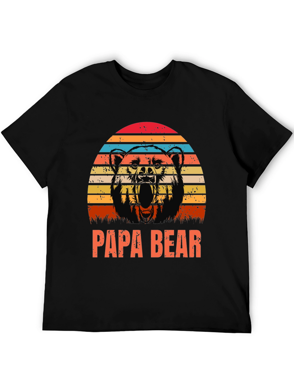 Papa Bear Graphic T-Shirt - Distressed Sunset Design