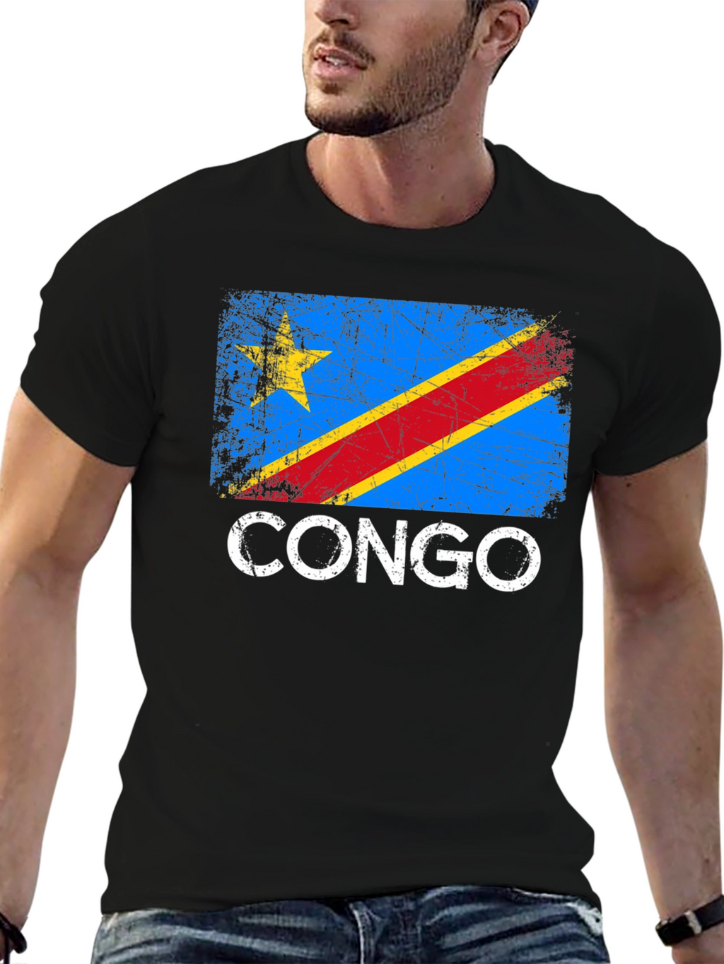Congo Flag T-Shirt - Distressed Style Pride Tee