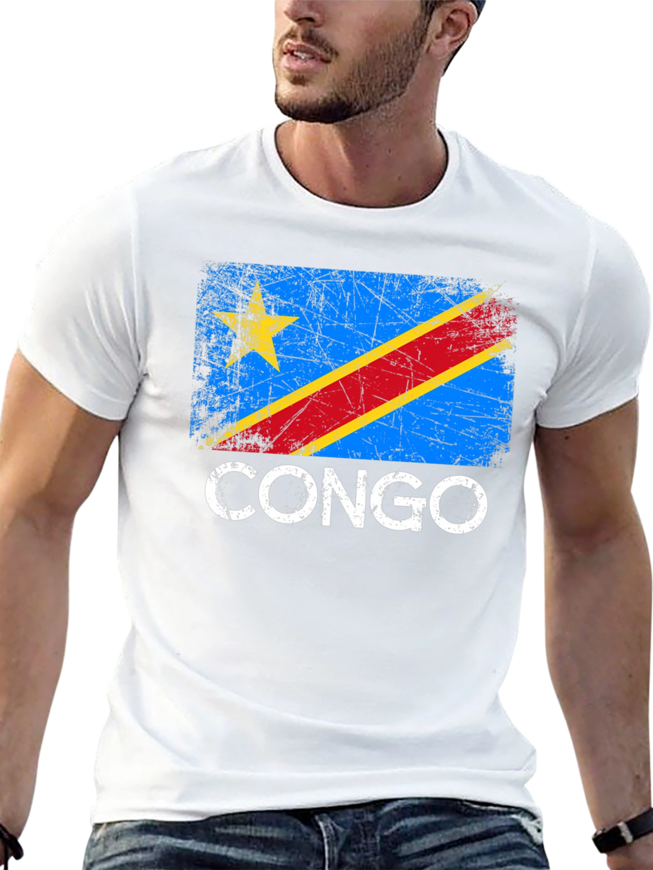 Congo Flag T-Shirt - Distressed Style Pride Tee