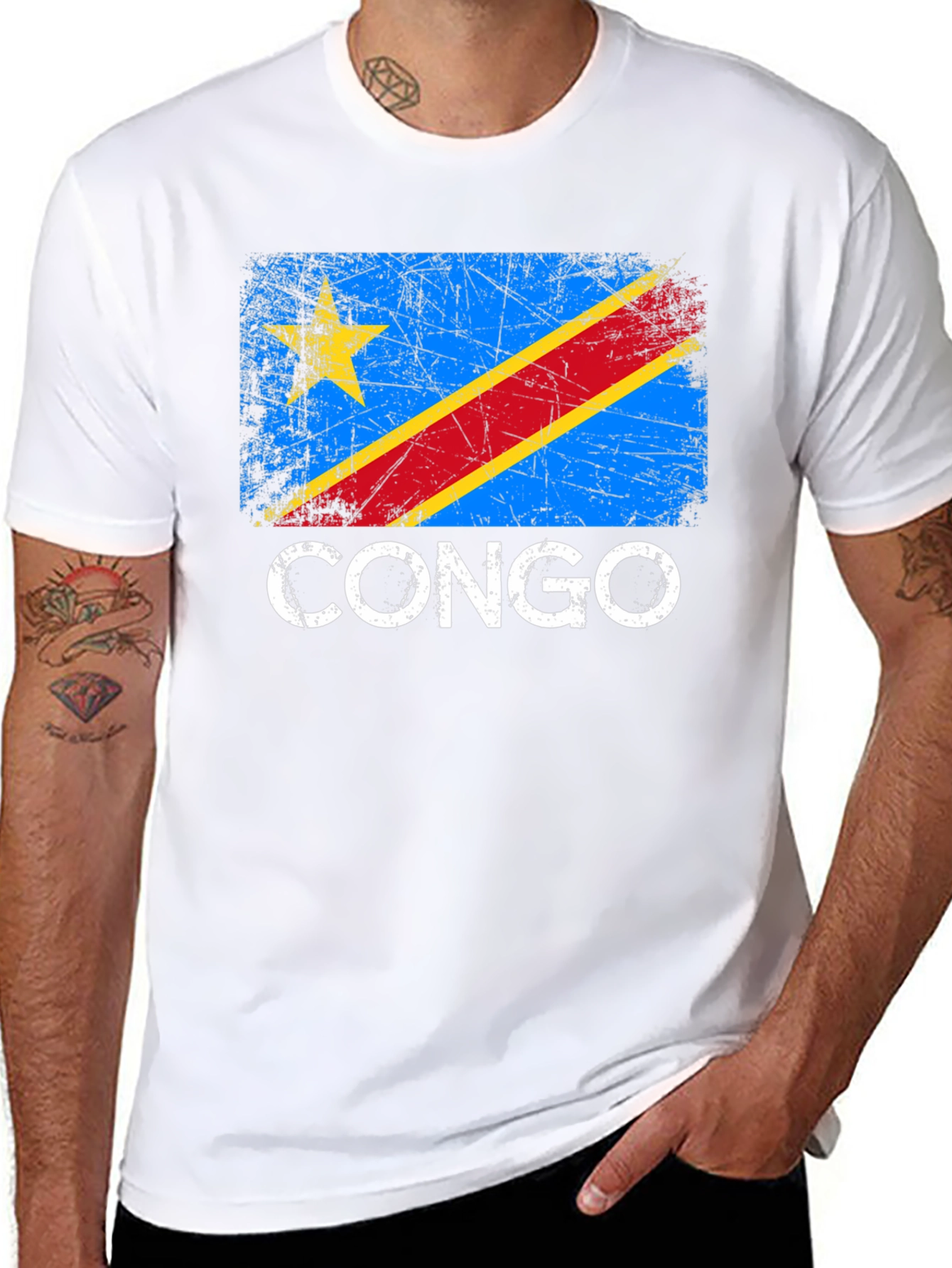 Congo Flag T-Shirt - Distressed Style Pride Tee