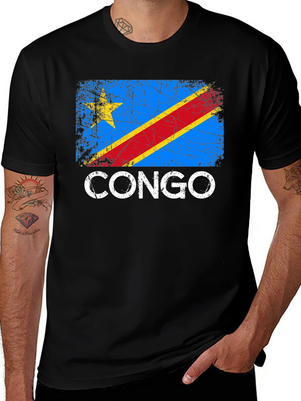 Congo Flag T-Shirt - Distressed Style Pride Tee