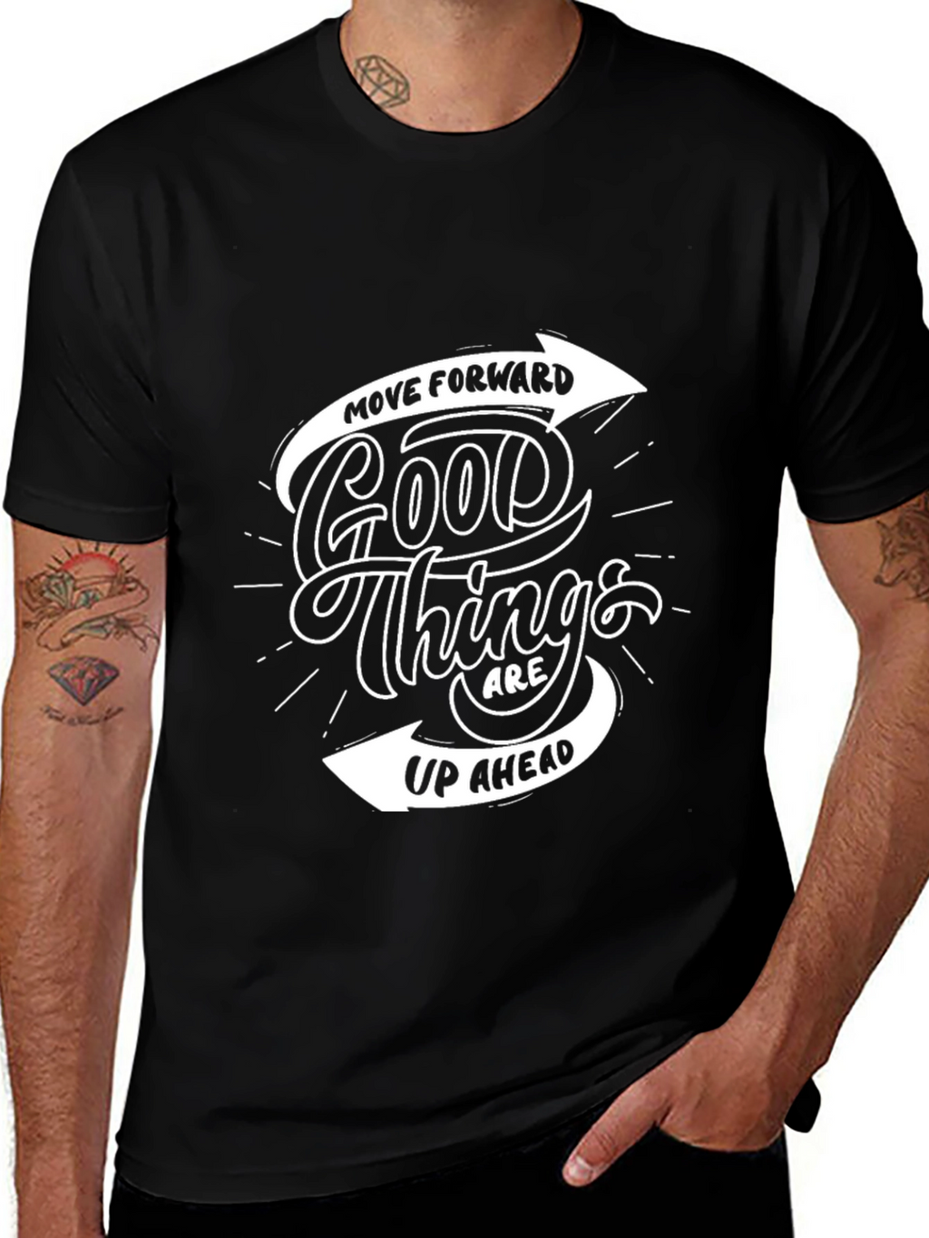 Motivational Black T-Shirt: Good Things Ahead