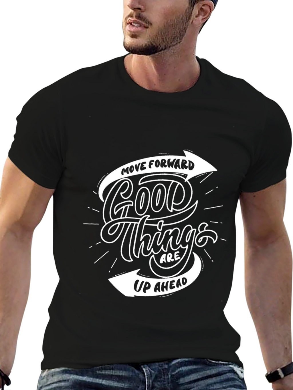Motivational Black T-Shirt: Good Things Ahead