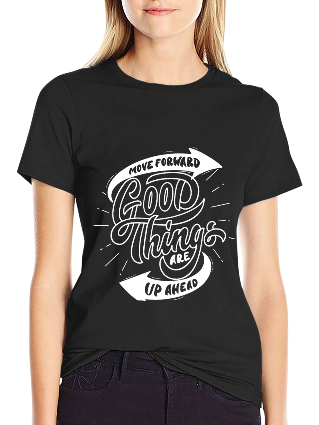 Motivational Black T-Shirt: Good Things Ahead