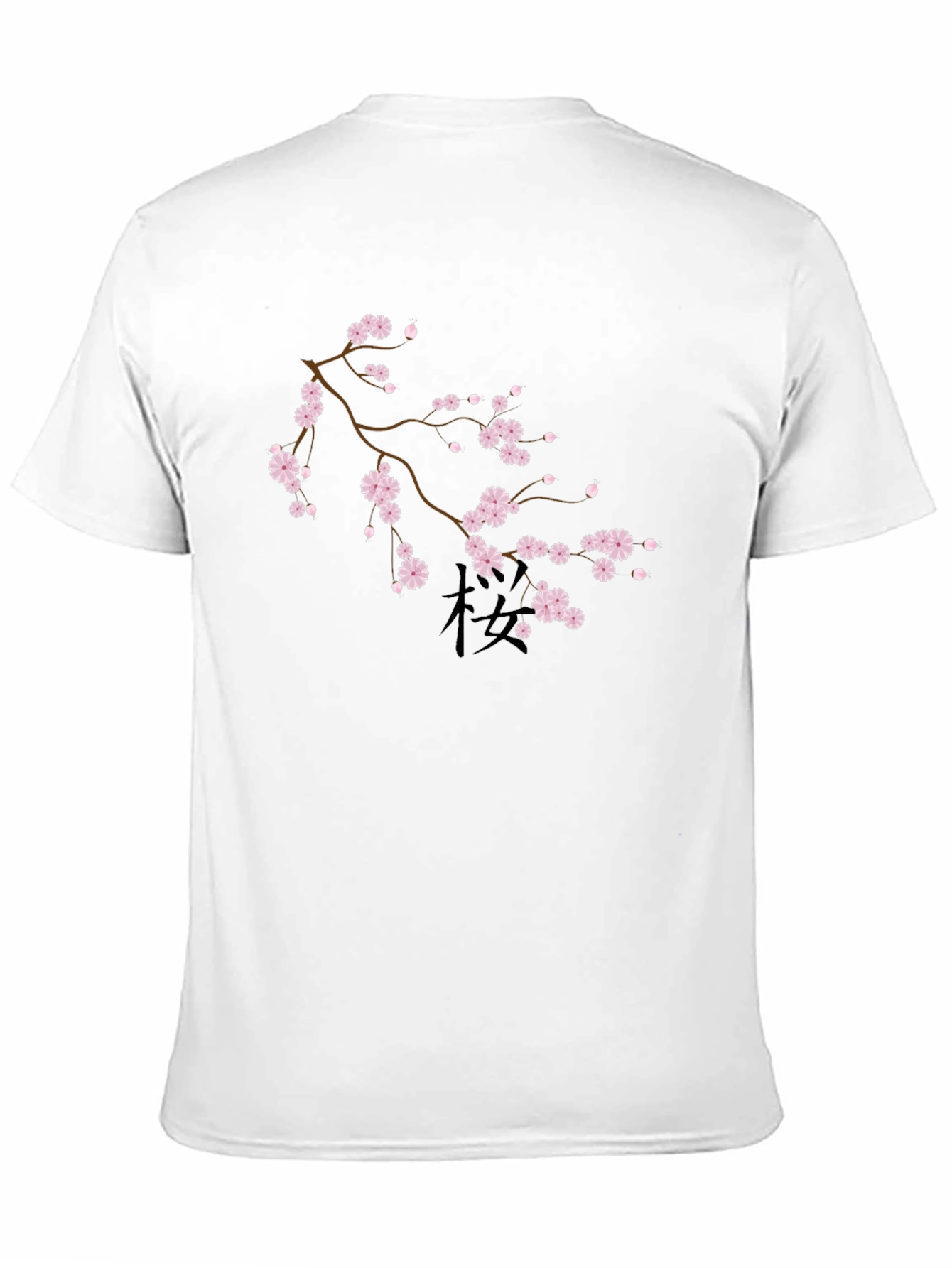 Black T-Shirt with Cherry Blossom Design