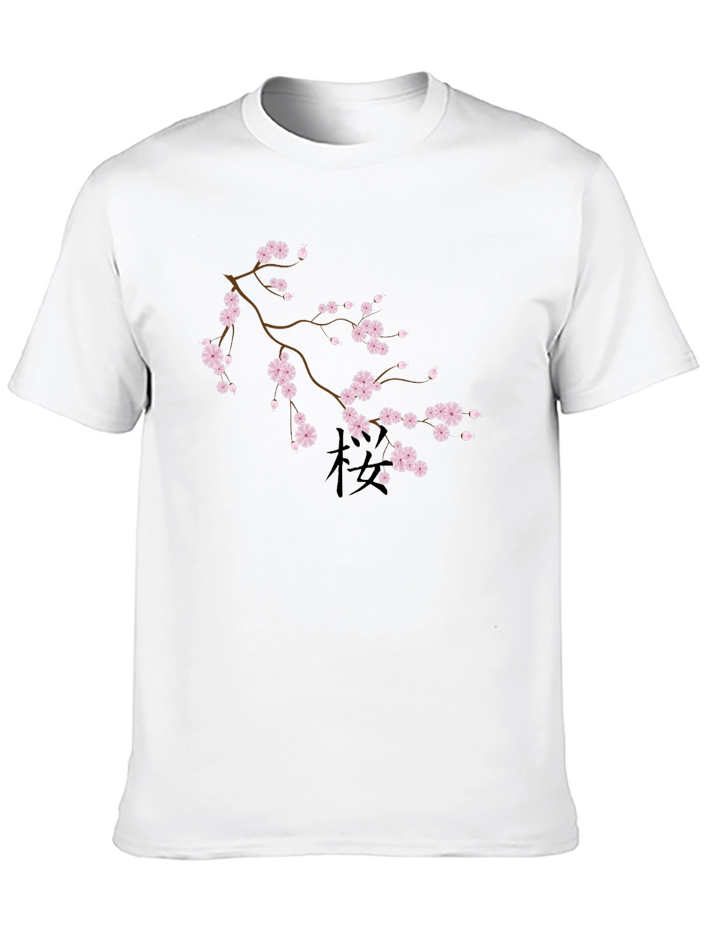 Black T-Shirt with Cherry Blossom Design