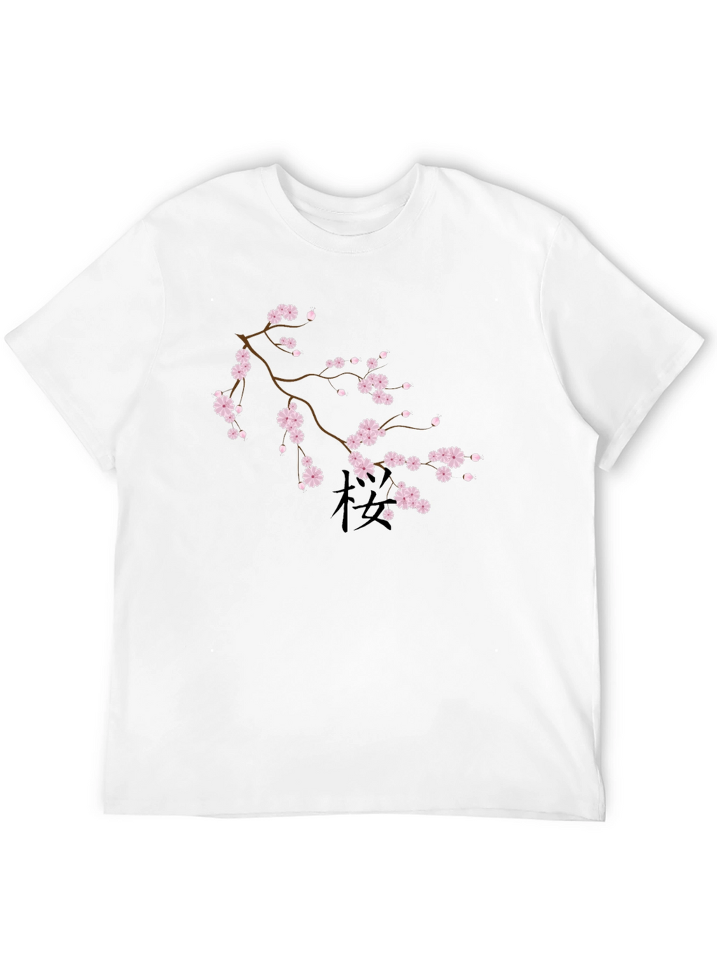 Black T-Shirt with Cherry Blossom Design