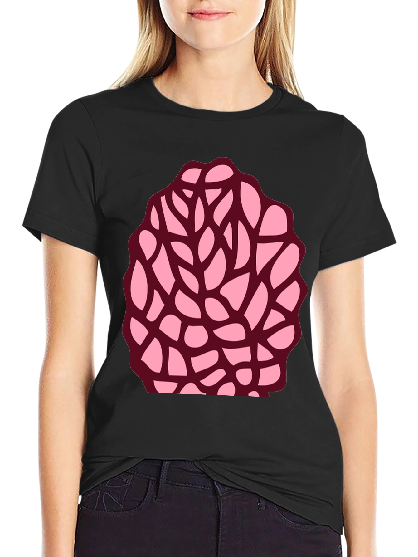 Unique Brain Coral Graphic Tee - Black Cotton Blend