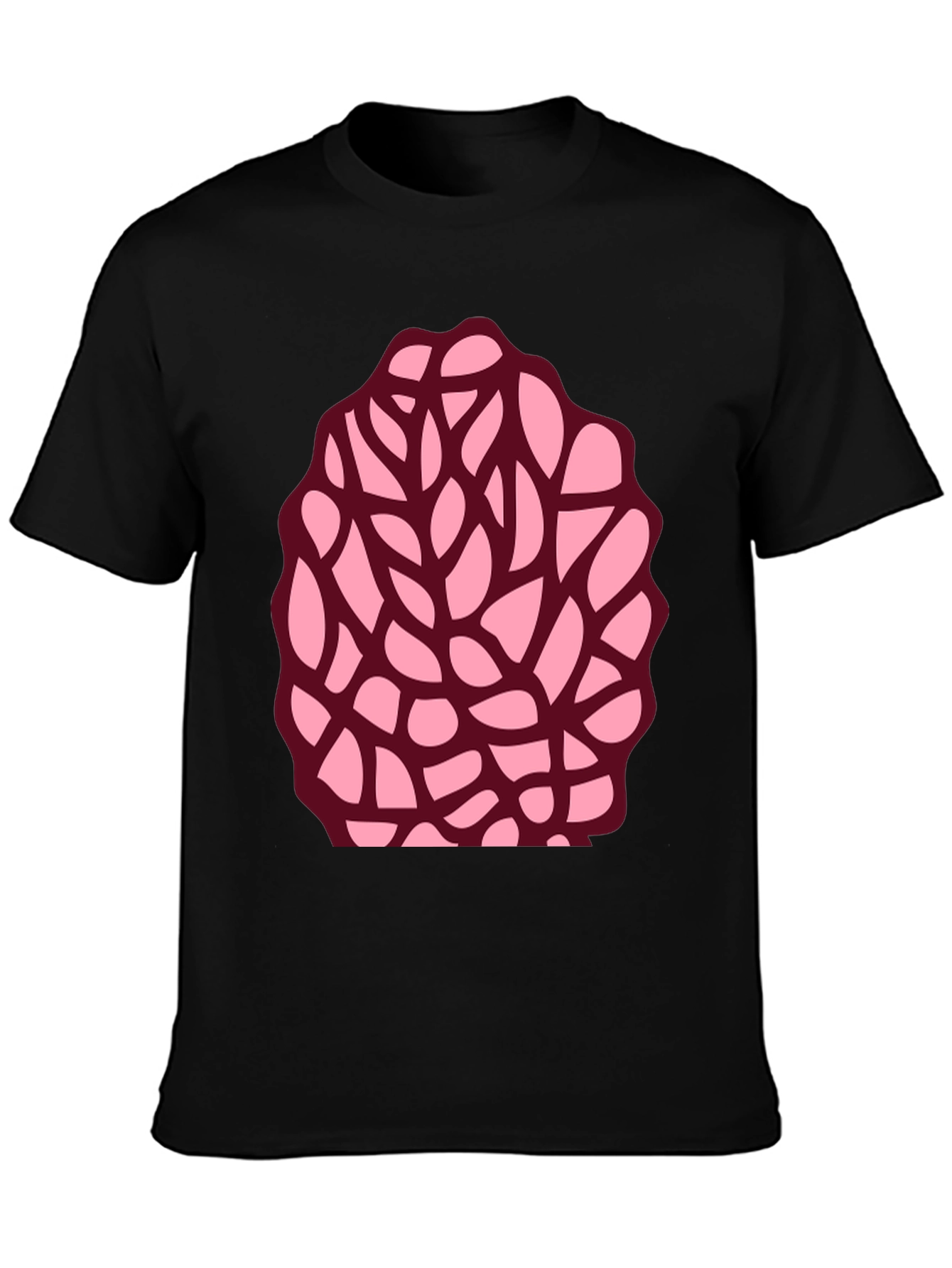 Unique Brain Coral Graphic Tee - Black Cotton Blend