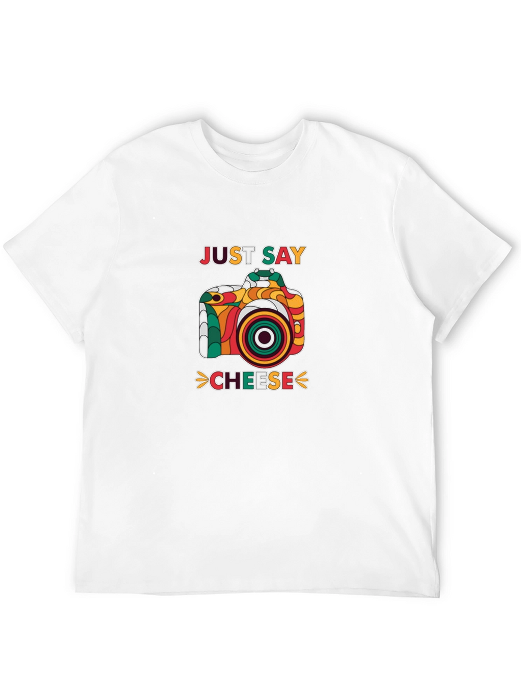 Just Say Cheese Retro Camera Graphic T-Shirt