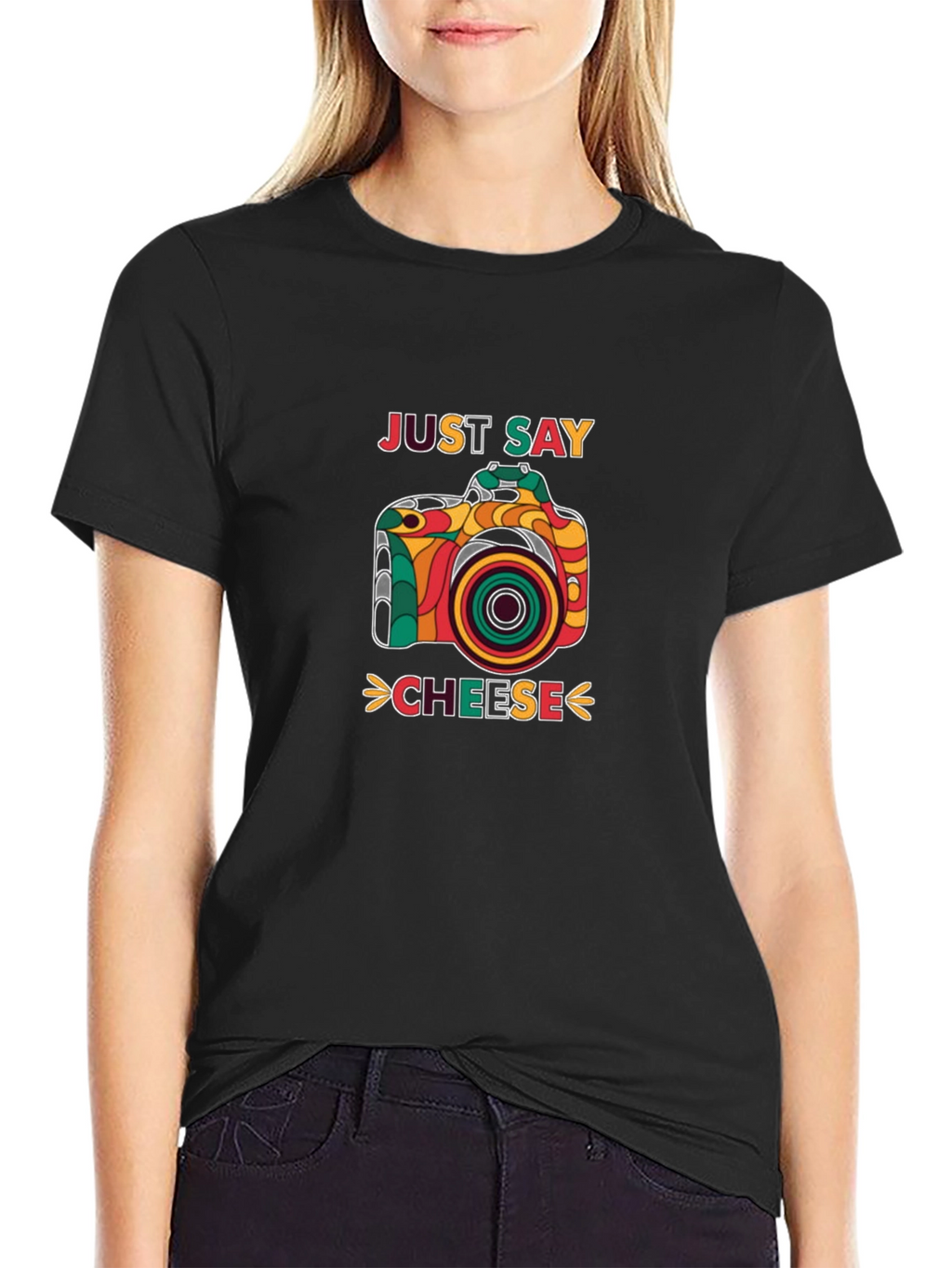 Just Say Cheese Retro Camera Graphic T-Shirt