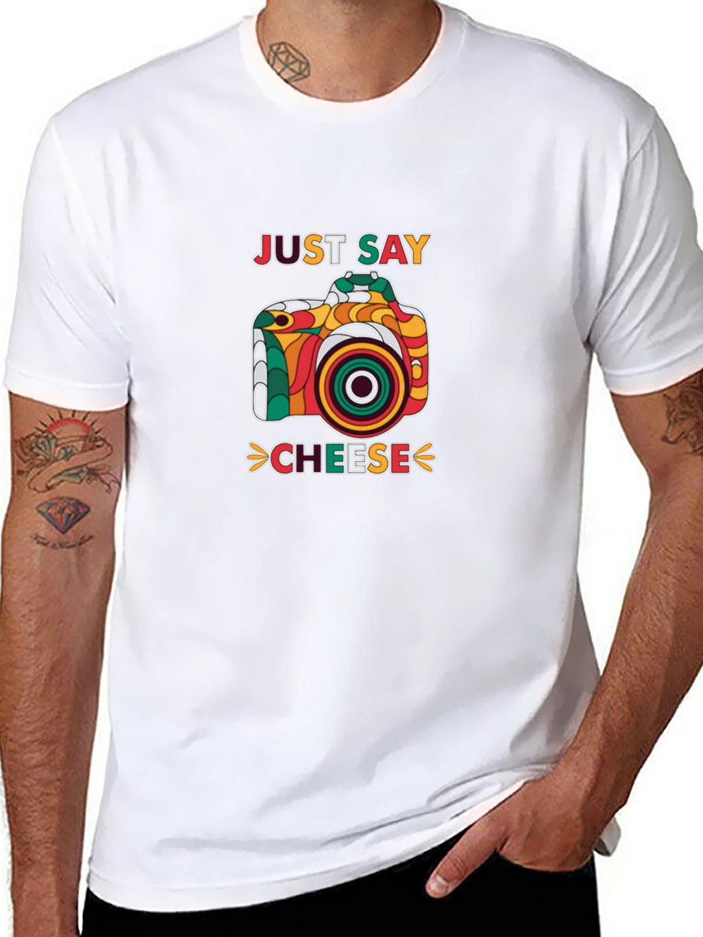 Just Say Cheese Retro Camera Graphic T-Shirt