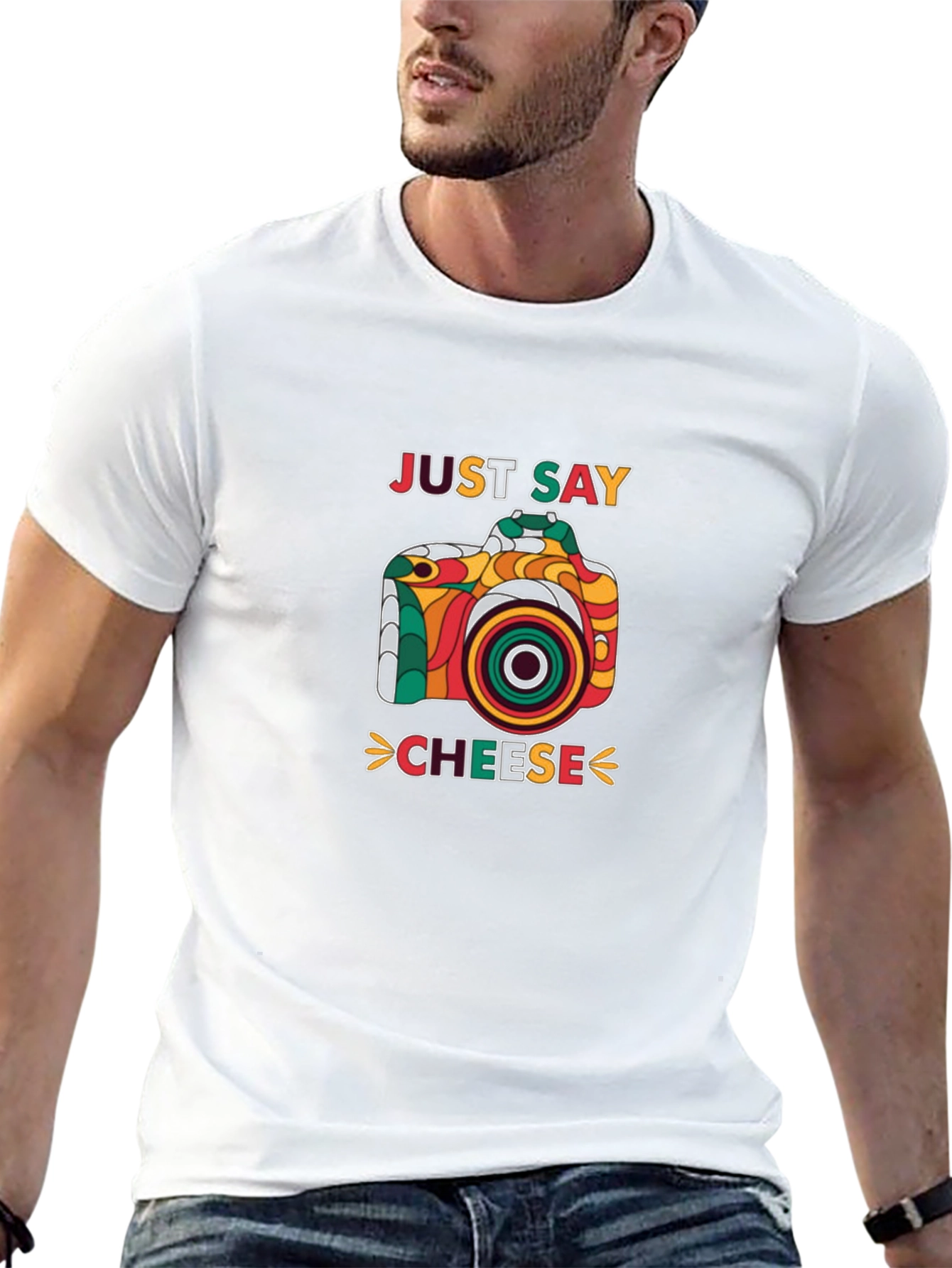 Just Say Cheese Retro Camera Graphic T-Shirt