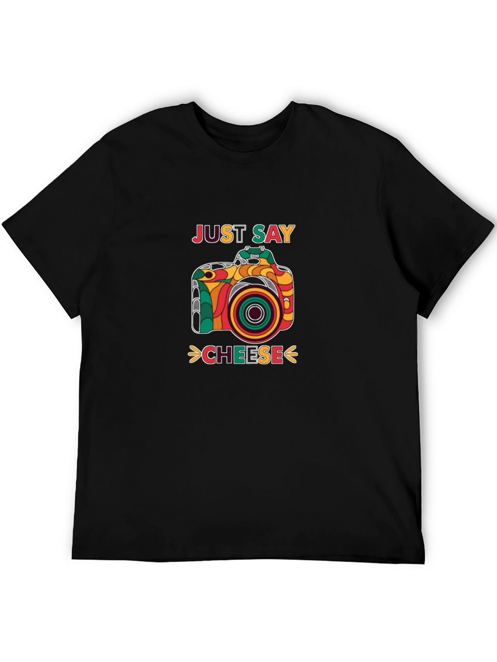Just Say Cheese Retro Camera Graphic T-Shirt