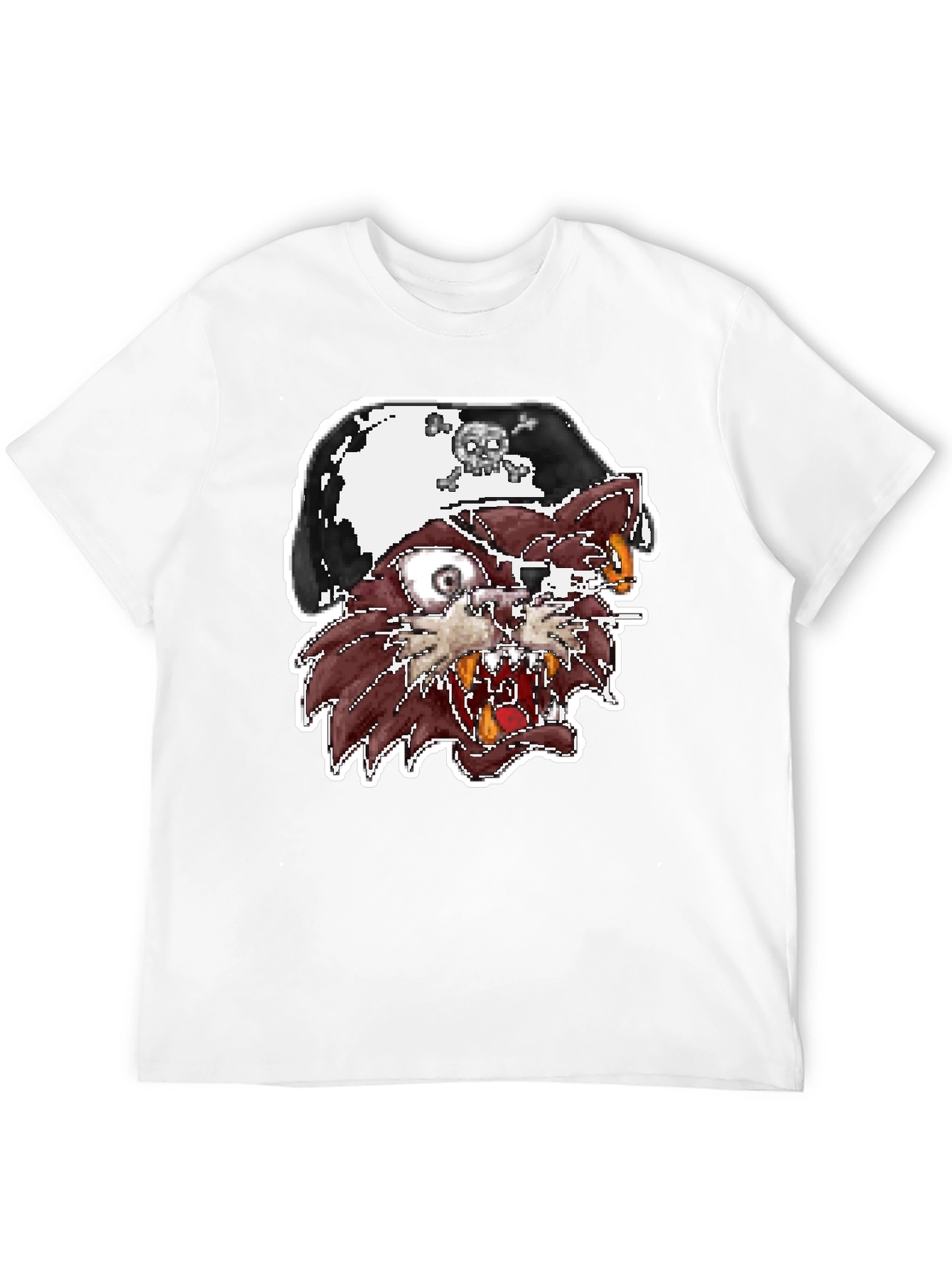 Pirate Cat Graphic T-Shirt - Black Crew Neck Tee