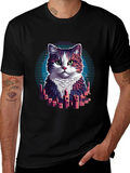 Cat Cityscape Graphic Tee - Unique Design T-Shirt