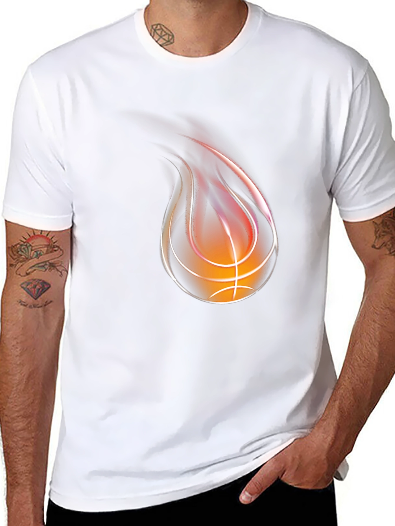 Flaming Basketball Graphic T-Shirt