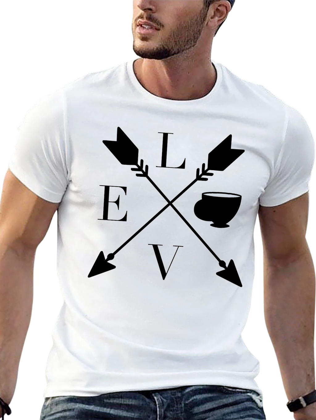 Love Tea Arrows Graphic T-Shirt Black Cotton