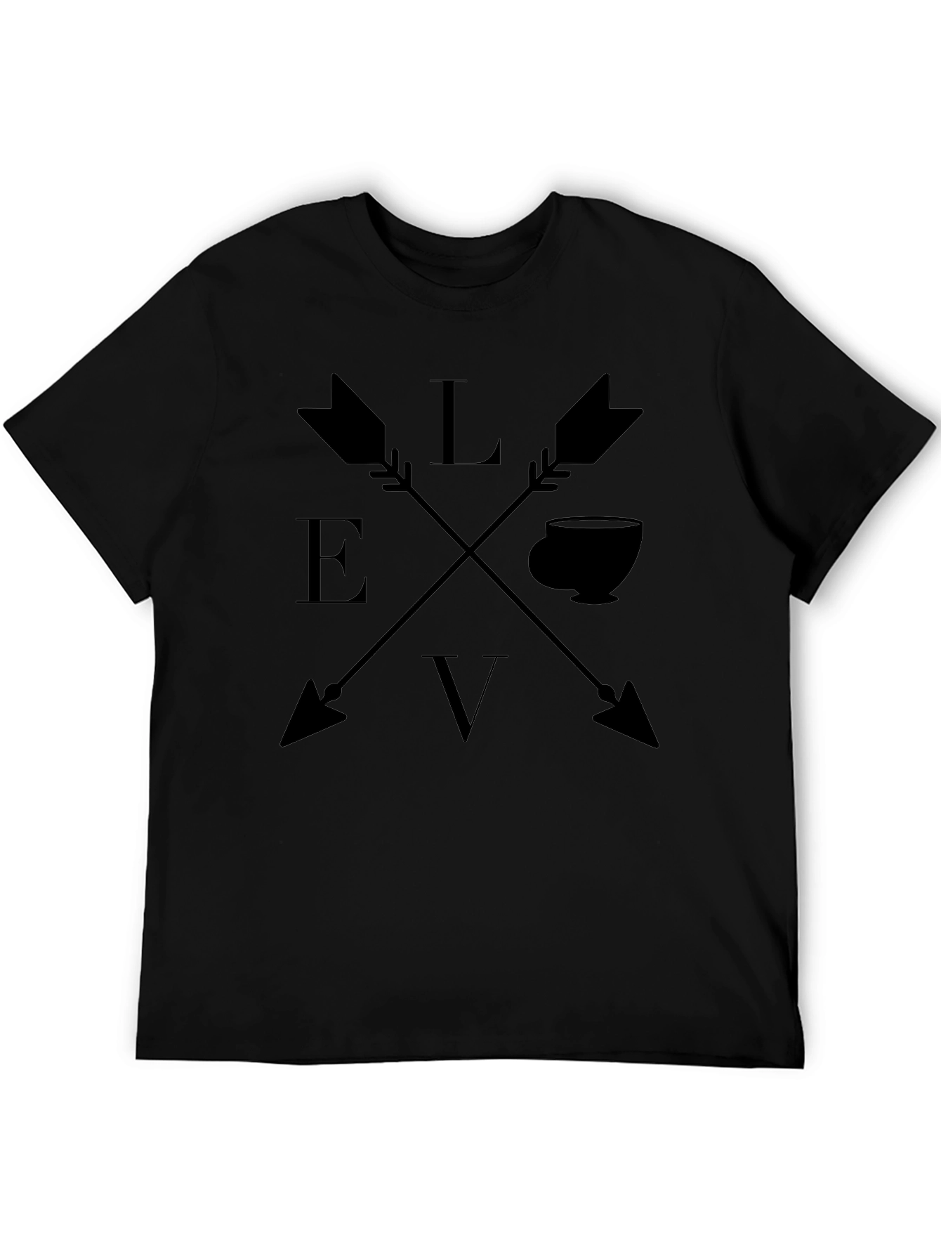 Love Tea Arrows Graphic T-Shirt Black Cotton