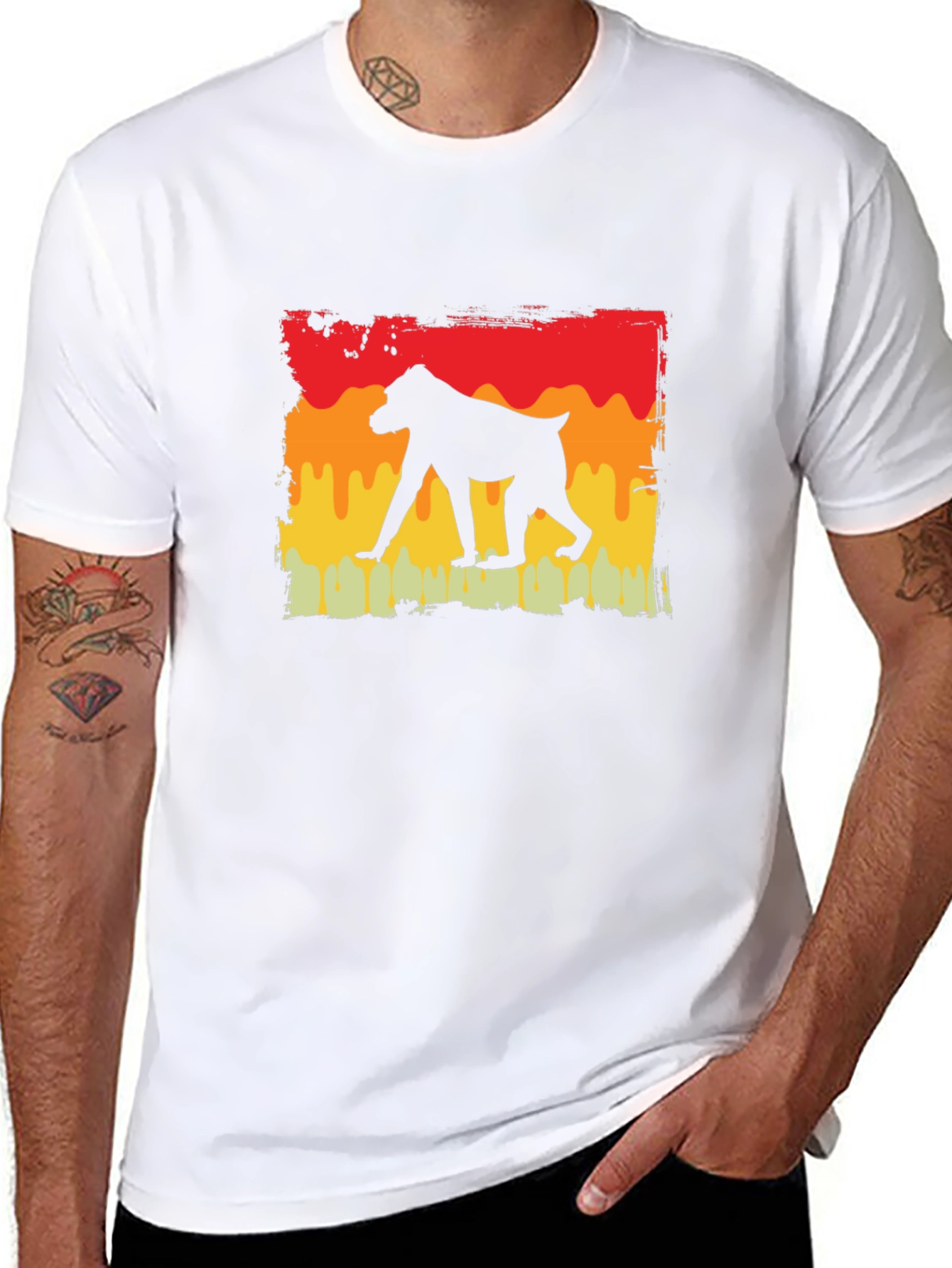 Baboon Silhouette Tee - Retro Style