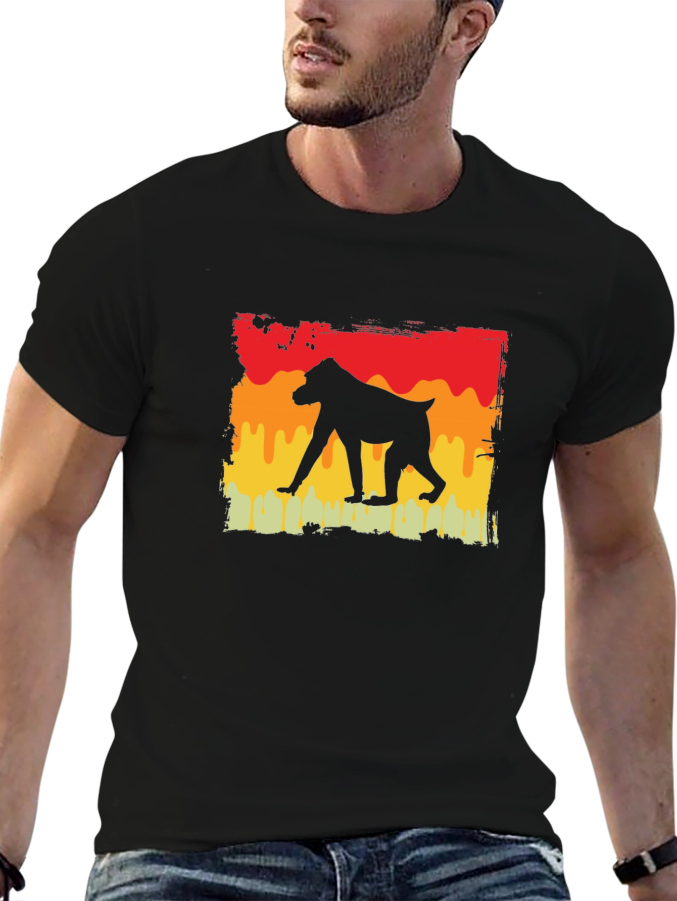 Baboon Silhouette Tee - Retro Style