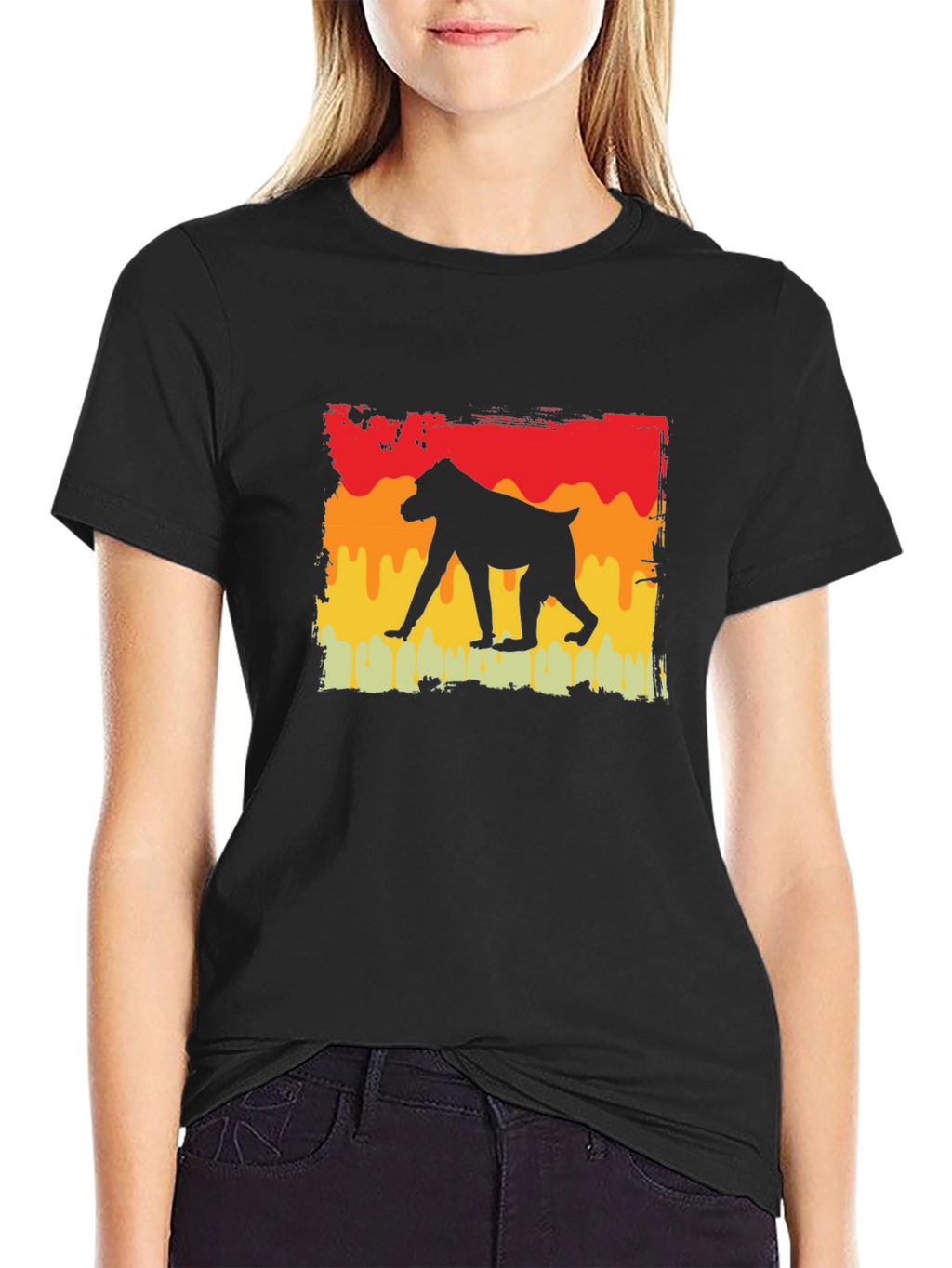 Baboon Silhouette Tee - Retro Style