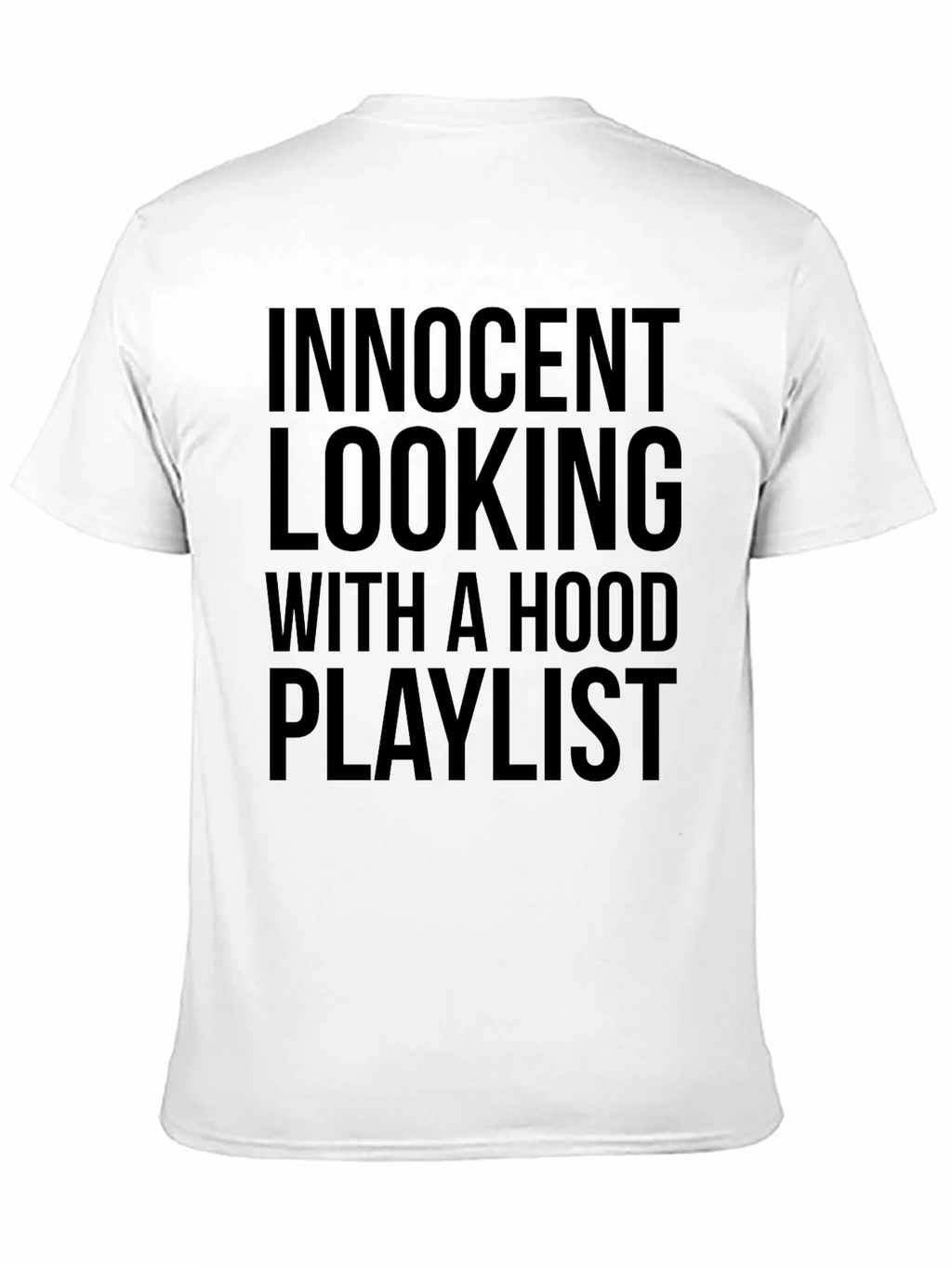 Innocent Looking Hood Playlist Black Graphic T-Shirt