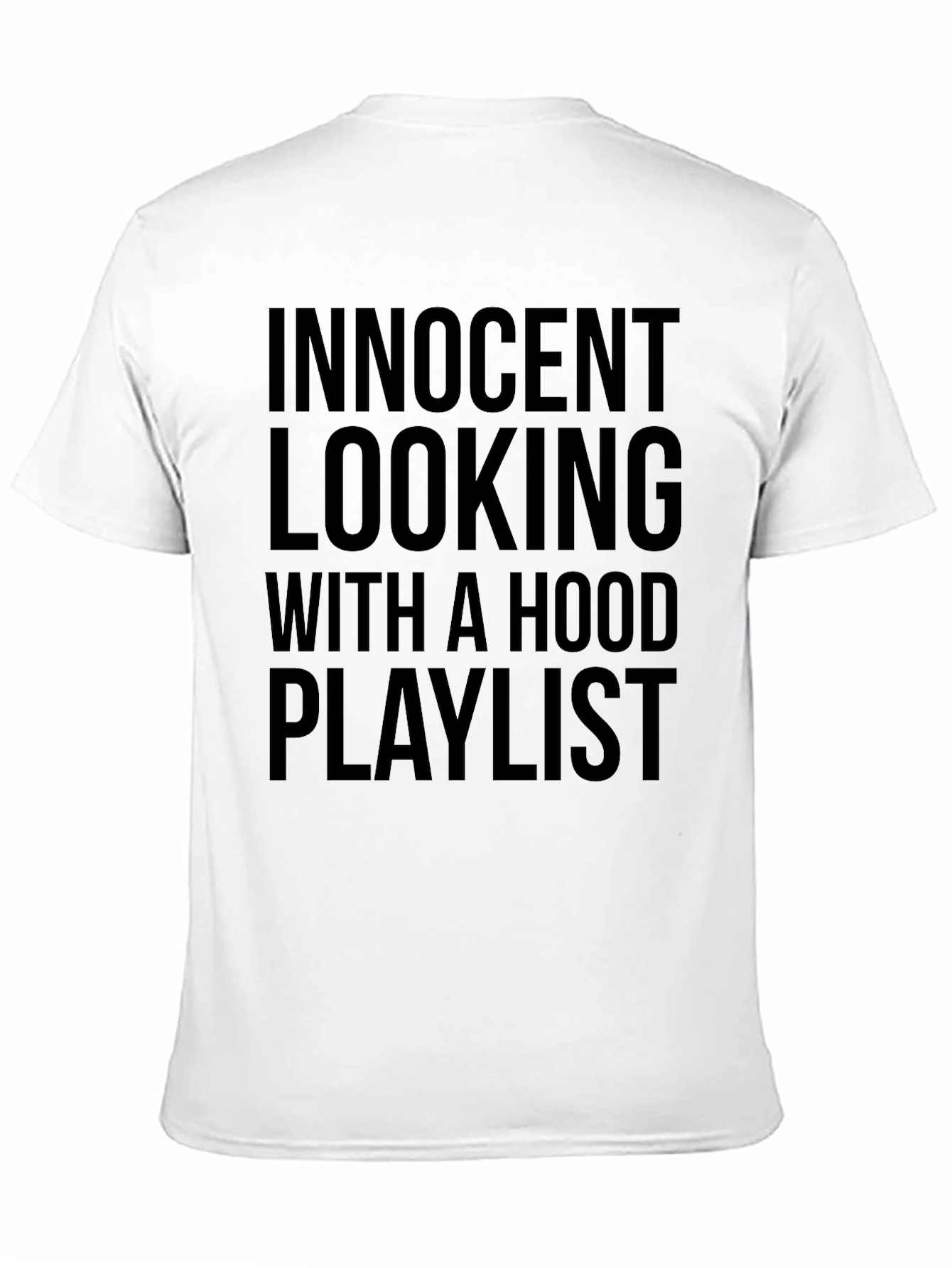 Innocent Looking Hood Playlist Black Graphic T-Shirt