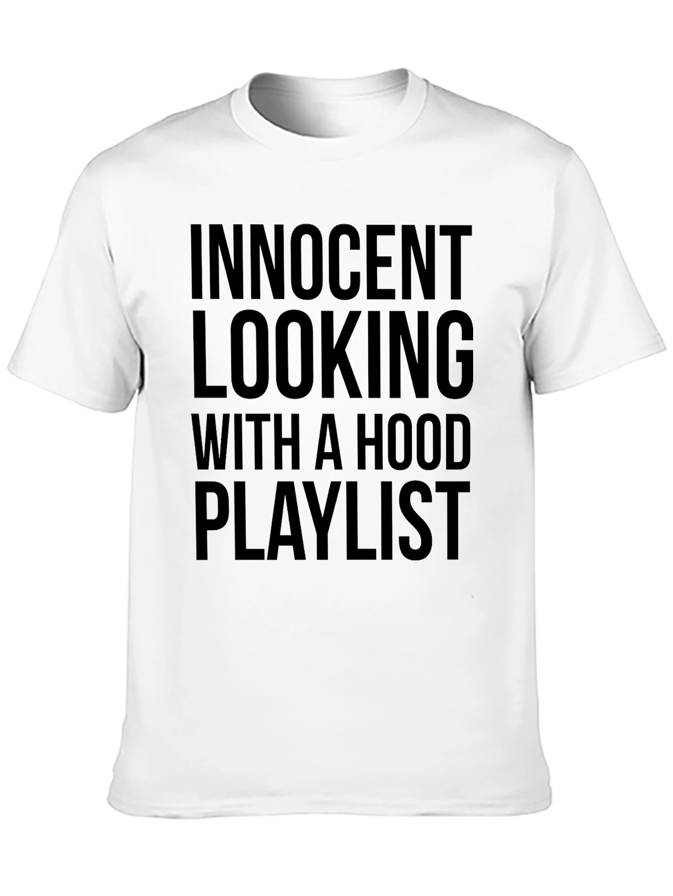 Innocent Looking Hood Playlist Black Graphic T-Shirt