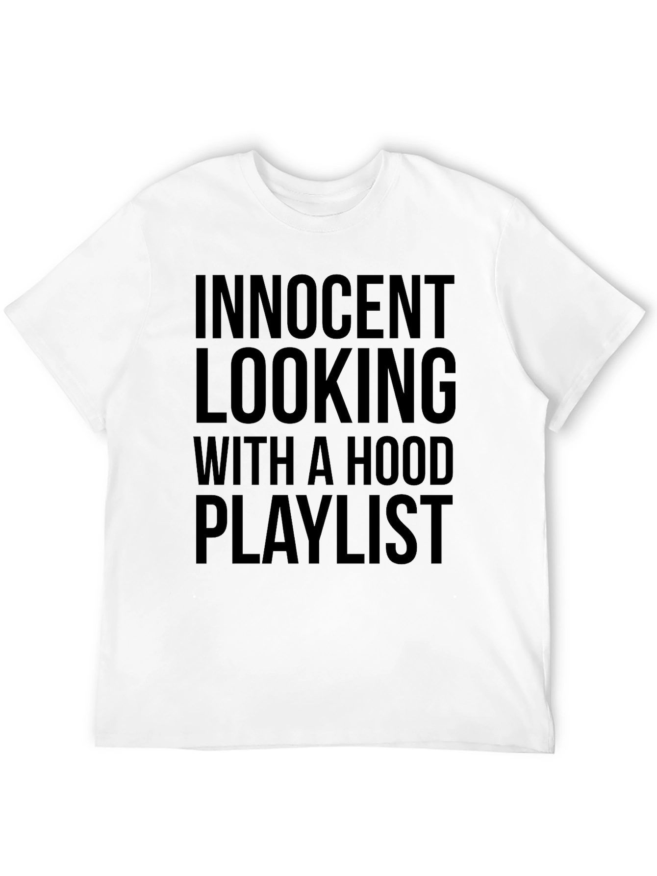 Innocent Looking Hood Playlist Black Graphic T-Shirt