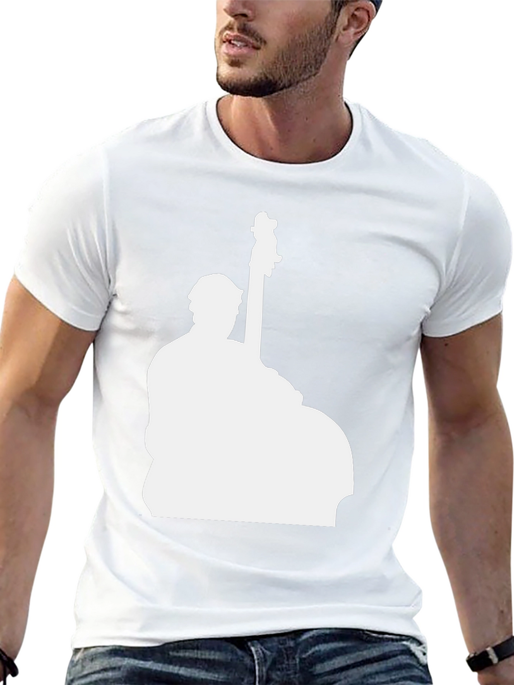Bass Player Silhouette Black T-Shirt