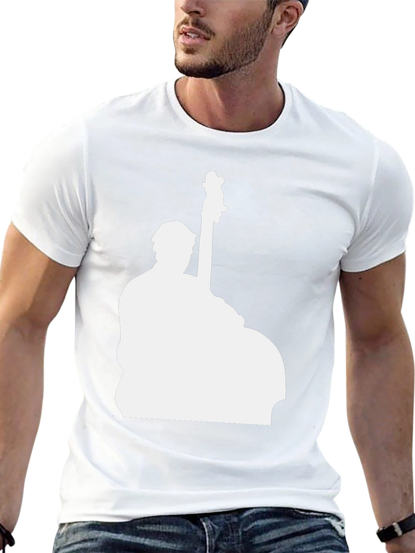 Bass Player Silhouette Black T-Shirt