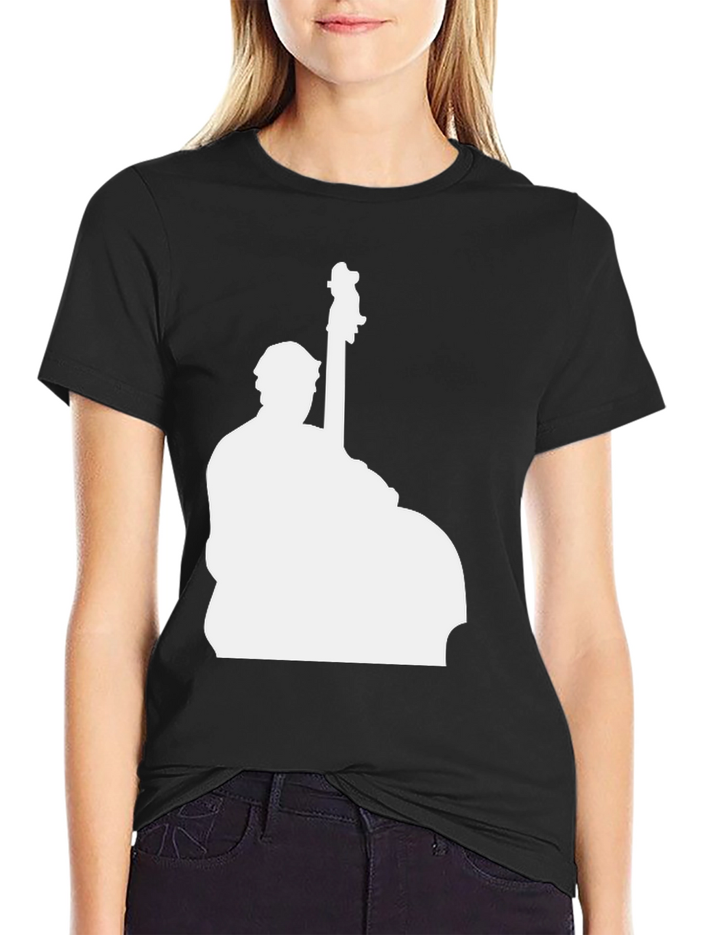 Bass Player Silhouette Black T-Shirt