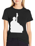 Bass Player Silhouette Black T-Shirt