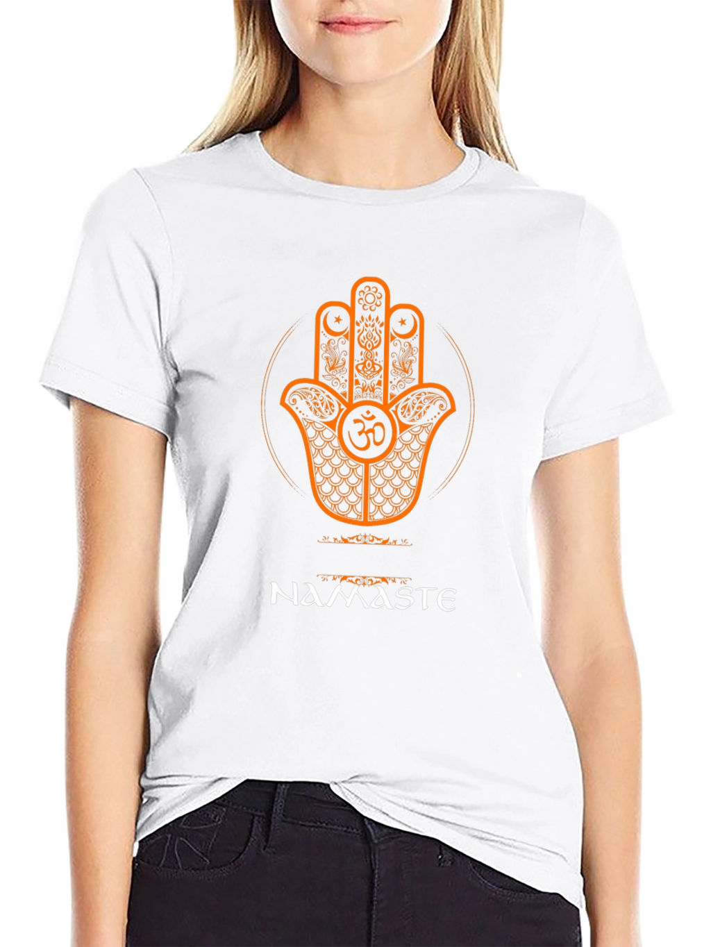 Namaste Hamsa Hand Graphic T-Shirt - Spiritual Design