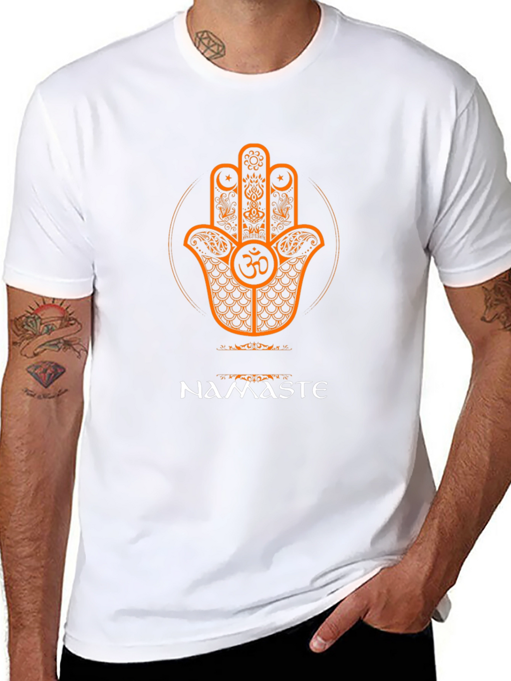 Namaste Hamsa Hand Graphic T-Shirt - Spiritual Design