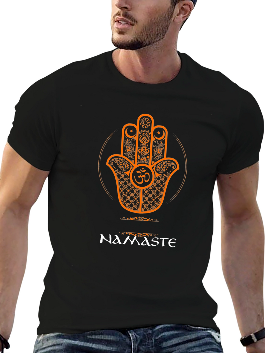 Namaste Hamsa Hand Graphic T-Shirt - Spiritual Design